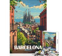 Rompecabezas de 1000 Piezas para Adolescentes Paisaje Urbano de Barcelona Rompecabezas de 1000 Piezas Juego Relajante Regalo de cumpleaños análisis y lógica (38x26cm)