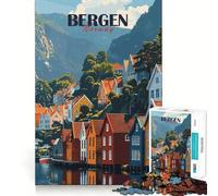 Rompecabezas de 1000 Piezas para Adolescentes Paisaje Urbano de Bergen,Noruega,con Corte Suave Juego Mental Regalo Ideal para Relajarse y divertirse en Navidad Arte para el Tiempo Libre (50x75cm)