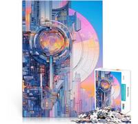 Rompecabezas de 1000 Piezas para Adolescentes Paisaje Urbano de Ciencia ficción Juego de ingenio Mejorar el Amor Entre Parejas 52x38cm