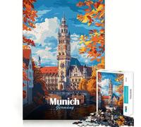 Rompecabezas de 1000 Piezas para Adolescentes Paisaje Urbano de Múnich,diseño de Corte Fino,Juego Mental,Regalo Divertido para Pasar el rato,Ideal para cumpleaños (50x75cm)