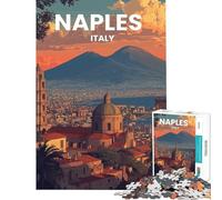 Rompecabezas de 1000 Piezas para Adolescentes Paisaje Urbano de Nápoles Italia con el Monte Vesubio Rompecabezas antiestrés para Adultos Regalos para Mujeres Difícil y desafiante (tamaño 38x52cm)