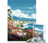 Rompecabezas de 1000 Piezas para Adolescentes Paisaje Urbano de Niza Francia Juguetes de Bricolaje Regalos de Amigo Secreto Juego Educativo para cumpleaños y Navidad tamaño 50x75cm