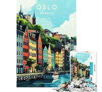 Rompecabezas de 1000 Piezas para Adolescentes Paisaje Urbano de Oslo Juego práctico y adictivo para Cultivar la Paciencia Un Gran Regalo Un Reto difícil (tamaño 38x52cm)