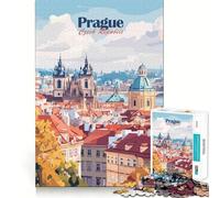 Rompecabezas de 1000 Piezas para Adolescentes,Paisaje Urbano de Praga,Arte de Bordes precisos,Actividad Mental Inteligente,Juego para Pasar un rato Agradable,Regalo de cumpleaños (38x52cm)