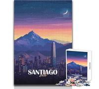 Rompecabezas de 1000 Piezas para Adolescentes, Paisaje Urbano de Santiago de Chile de Noche, diversión Familiar y Noche de Juegos, análisis y lógica, Regalo de cumpleaños, tamaño 38x26cm