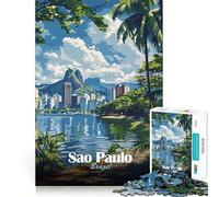 Rompecabezas de 1000 Piezas para Adolescentes Paisaje Urbano de São Paulo Juego de Bordes limpios Juguete de Desarrollo cognitivo Juego de Entretenimiento Ligero Regalo de decoración navideña