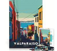 Rompecabezas de 1000 Piezas para Adolescentes Paisaje Urbano de Valparaíso, Chile Arte de Corte preciso Juego Divertido para concentrarse y Relajarse Regalo Ideal para cumpleaños (38x26cm)