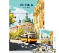 Rompecabezas de 1000 Piezas para Adolescentes Paisaje Urbano de Viena Austria con tranvía Juguete para decoración de Pared Regalo para cumpleaños Juego Familiar Entrena tu Cerebro y Tus Manos 50x75cm