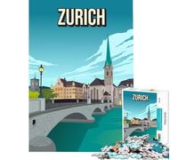 Rompecabezas de 1000 Piezas para Adolescentes Paisaje Urbano de Zúrich Suiza Juego Educativo y desafiante Juguete práctico Decoración Perfecta Regalo de cumpleaños Tamaño 38x26cm