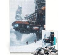 Rompecabezas de 1000 Piezas para Adolescentes Paisaje Urbano futurista en Medio de una tormenta de Nieve Juegos educativos, desafío exigente, Regalo de cumpleaños 50x75cm