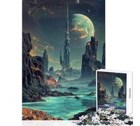 Rompecabezas de 1000 Piezas para Adolescentes Paisaje Urbano futurista en un Planeta alienígena Juguetes antiestrés Regalos para Mujeres y Hombres Juego práctico para cumpleaños y Navidad 38x26cm