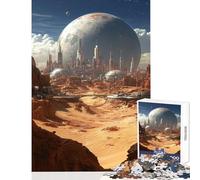 Rompecabezas de 1000 Piezas para Adolescentes: Paisaje Urbano futurista en un Planeta desértico Juguete Educativo Regalo de cumpleaños Juego difícil y desafiante Tamaño 38x52cm