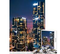 Rompecabezas de 1000 Piezas para Adolescentes Paisaje Urbano Nocturno con Rascacielos iluminados Juguetes de decoración del hogar Grandes Regalos y Juguetes para Juegos educativos Interesante