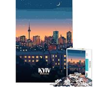 Rompecabezas de 1000 Piezas para Adolescentes Paisaje Urbano Nocturno de Kiev Ucrania Juego práctico Educativo y Divertido Regalos para Hombres y Mujeres Tamaño 75x50cm