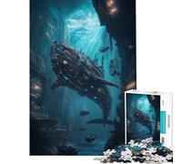 Rompecabezas de 1000 Piezas para Adolescentes Paisaje Urbano Submarino con Barco Ballena Ideal para cumpleaños y Navidad Una Obra de Arte Juego Familiar Apto para Mayores de 14 años (38x26cm)