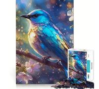 Rompecabezas de 1000 Piezas para Adolescentes Pájaro Azul en una Rama Arte de Corte preciso Juego Que estimula la Mente Juego para Relajarse Arte navideño para el Tiempo Libre 38x26cm