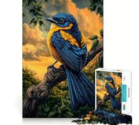 Rompecabezas de 1000 Piezas para Adolescentes Pájaro Azul y Amarillo en una Rama Arte de Corte preciso Juguete para ejercitar la Mente Tiempo de Juego Relajante Diversión para cumpleaños 38x26cm