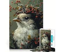 Rompecabezas de 1000 Piezas para Adolescentes Pájaro con Corona de Bayas,articulaciones Suaves,diversión cognitiva,Juego Casual,Tiempo Libre,Regalo Festivo (38x52cm)