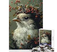 Rompecabezas de 1000 Piezas para Adolescentes Pájaro con Corona de Bayas Juegos relajantes para la diversión Familiar Juguetes de decoración para el hogar Que fomentan el Amor Entre Parejas (38x52cm)