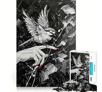 Rompecabezas de 1000 Piezas para Adolescentes Pájaro en la Mano - Pintura con técnica Impasto,Corte preciso,Rompecabezas de lógica,Juego para Pasar el rato, Relajante (38x26cm)