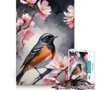 Rompecabezas de 1000 Piezas para Adolescentes Pájaro Entre Flores de Cerezo Juego desarrollar la coordinación cognitiva Regalo Ideal para Relajarse y divertirse en cumpleaños (50x75cm)