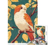 Rompecabezas de 1000 Piezas para Adolescentes pájaro Naranja y Blanco en Rama Juguete Educativo Regalo para Mujeres y Hombres Juegos de relajación interacción Entre Padres e Hijos tamaño 38x52cm