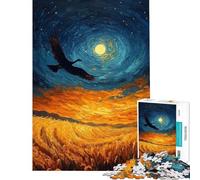 Rompecabezas de 1000 Piezas para Adolescentes Pájaro Volando sobre un Campo Dorado Rompecabezas para Adultos Juego de ingenio Ensamblaje de Patrones Ayuda a ejercitar el Cerebro (Tamaño 50x75cm)