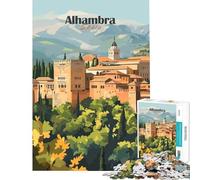 Rompecabezas de 1000 Piezas para Adolescentes Palacio de la Alhambra España Diversión en casa Mejora la Memoria Juego Familiar Apto para Mayores de 14 años 50x75cm