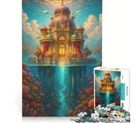 Rompecabezas de 1000 Piezas para Adolescentes Palacio Submarino Paisaje fantástico Juegos relajantes Actividades Divertidas en casa Gran Regalo para los Amantes de los Videojuegos 38x26cm