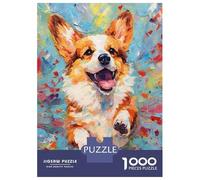Rompecabezas De 1000 Piezas para Adolescentes Palette Corgi Dog Painting Rompecabezas para Adultos Juguetes Antiestrés Corte De Precisión Regalos para Amigos Y Familiares 38x26cm/1000pcs