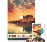 Rompecabezas de 1000 Piezas para Adolescentes Palma de Mallorca Arte de Bordes precisos Actividad Mental Juego de Entretenimiento Regalo de cumpleaños (38x26cm)