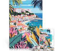 Rompecabezas de 1000 Piezas para Adolescentes Palmeras de la Riviera Francesa Juego Intelectual Toda la Familia. 52x38cm