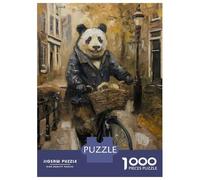 Rompecabezas De 1000 Piezas para Adolescentes Panda Amsterdam Bicycle Rompecabezas para Adultos Juguetes Antiestrés Decoración del Hogar Gran Regalo para Jugar 38x26cm/1000pcs