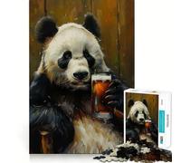 Rompecabezas de 1000 Piezas para Adolescentes Panda Bebiendo Cerveza,Juego Jugar a Juntar,Regalo de Juego cognitivo,Juego Relajante,Actividad Divertida para cumpleaños (50x75cm)
