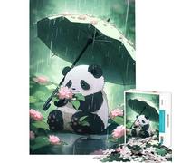 Rompecabezas de 1000 Piezas para Adolescentes Panda con Paraguas bajo la Lluvia Divertidos Juegos Juguetes adictivos para Cultivar la Paciencia Regalos para Hombres y Mujeres Divertido y con Humor