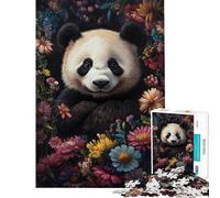 Rompecabezas de 1000 Piezas para Adolescentes Panda en Flor Rompecabezas de Corte preciso para Adolescentes Interacción Entre Padres e Hijos cumpleaños 38x26cm