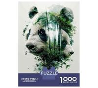 Rompecabezas De 1000 Piezas para Adolescentes Panda Forest Double Exposure Art Print Rompecabezas para Adultos Juego Familiar Análisis Y Lógica Interacción Entre Padres E Hijos 70x50cm/1000pcs