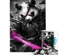 Rompecabezas de 1000 Piezas para Adolescentes Panda Guerrero samurái Animal Ideal para cumpleaños y Navidad Juguete Educativo Apto para Mayores de 14 años (38x52cm)