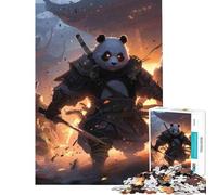 Rompecabezas de 1000 Piezas para Adolescentes Panda Guerrero samurái Diversión en casa para divertirse en Familia Juego Imposible para Mayores de 14 años Juego de Rompecabezas Incluido (38x26cm)