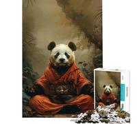 Rompecabezas de 1000 Piezas para Adolescentes Panda Monje místico meditación Juguetes educativos para Aprender y Mejorar la Memoria Regalo de cumpleaños (tamaño 50x75cm)