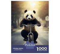 Rompecabezas De 1000 Piezas para Adolescentes Panda on A Bicycle Rompecabezas para Adolescentes Juegos Relajantes para La Diversión Familiar Juego Desafiante Regalos 52x38cm/1000pcs
