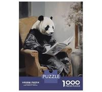 Rompecabezas De 1000 Piezas para Adolescentes Panda Reading A Newspaper Rompecabezas para Adolescentes Juegos Relajantes para La Diversión Familiar Juego Desafiante Regalos 52x38cm/1000pcs