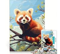 Rompecabezas de 1000 Piezas para Adolescentes Panda Rojo Arte Animal Adorable Juego de ingenio difícil y desafiante Toda la Familia 38x26cm