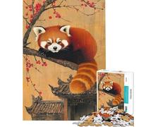 Rompecabezas de 1000 piezas para adolescentes Panda rojo en la rama de un árbol Juego educativo Juguetes educativos Juegos educativos Regalos de amigo invisible Actividades familiares (tamaño 38x52cm)