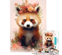 Rompecabezas de 1000 Piezas para Adolescentes Panda Rojo Salvaje Juegos relajantes Juguetes educativos Regalos de cumpleaños para Mejorar la Memoria (tamaño 38x26cm)