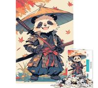 Rompecabezas de 1000 Piezas para Adolescentes Panda Samurai - Lindo Samurai para Juego Educativo Juguete de desafío Juego de ingenio desafío difícil Regalos de Amigo Invisible (Tamaño 38x52cm)