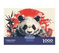 Rompecabezas De 1000 Piezas para Adolescentes Panda with Bamboo and Red Sun Rompecabezas para Adultos Juego De Ingenio Decoración 52x38cm/1000pcs