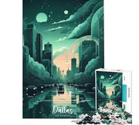 Rompecabezas de 1000 Piezas para Adolescentes Panorama del Horizonte de Dallas Juego Educativo y desafiante Juguete práctico Reto difícil Regalo Divertido (Tamaño 50x75cm)