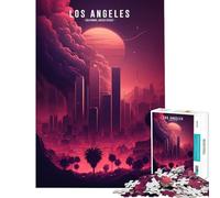 Rompecabezas de 1000 Piezas para Adolescentes Panorama Urbano de Los Ángeles Juego Educativo desafío de Juego Juguete Regalo para cumpleaños decoración de Pared (tamaño 75x50cm)