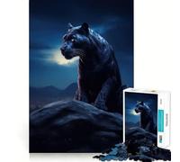 Rompecabezas de 1000 Piezas para Adolescentes Pantera Negra a la luz de la Luna Arte de Corte preciso Juego Que estimula la Mente Juego para Relajarse Arte navideño para el Tiempo Libre 50x75cm